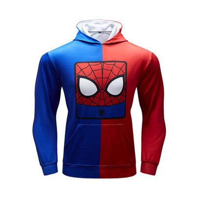 Blue Red Spider Man marvel superhero cosplay hoodie for workouts running sports