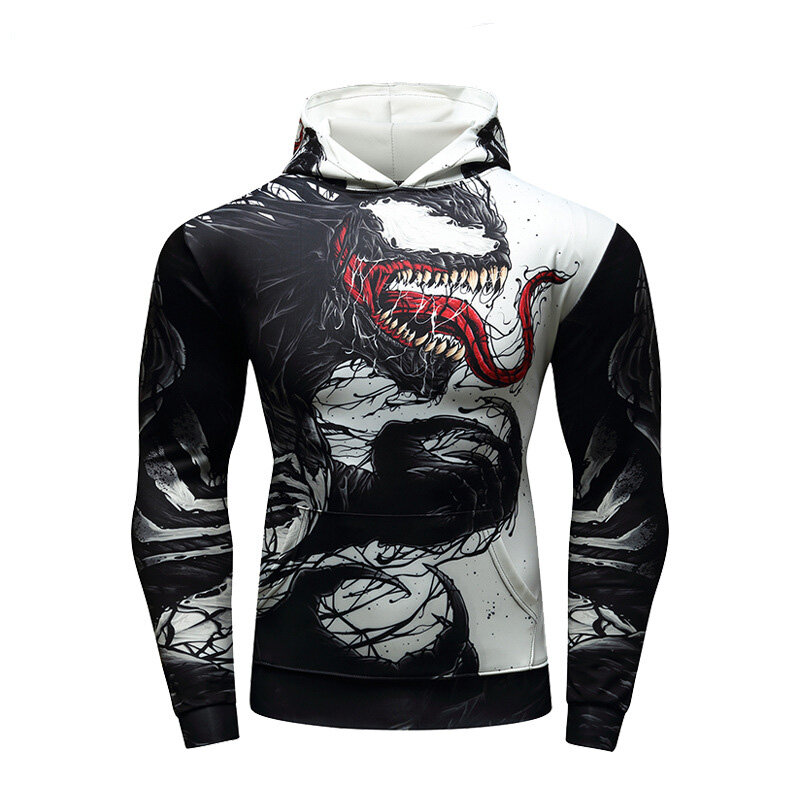 Marvel Venom Print Pullover Hoodie – Unisex Long Sleeve Sweatshirt For Men, Women, Teens