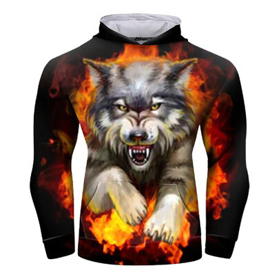 Unisex Wolf 3D Digital Printing Funny Creative Hoodies Sweatshirts for workout