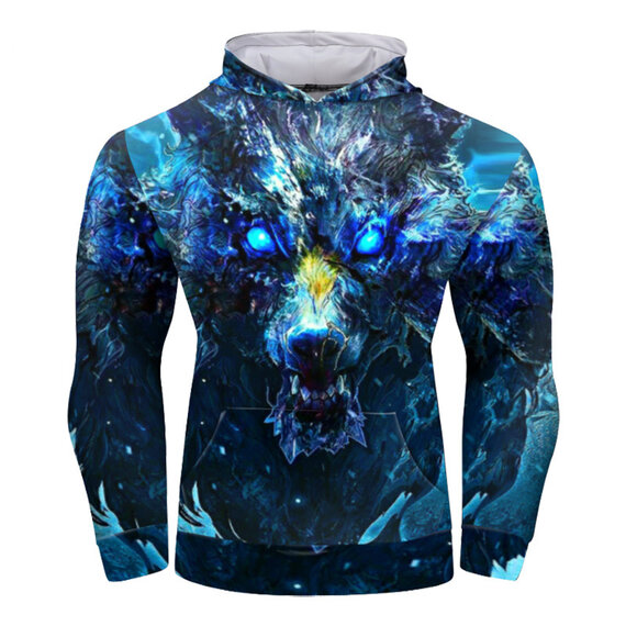 Trendy 3D Wolf Mens Hoodies Sweatshirt for workouts