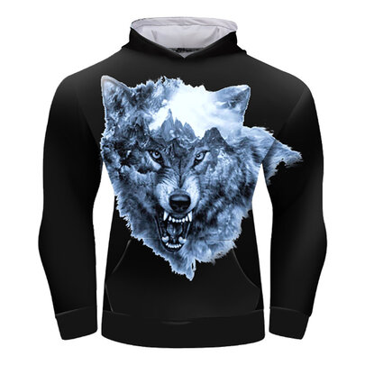 Men/Women Fashion 3D Wolf Printed Hoodie Cool Animal Pullover Top Shirt  Jacket