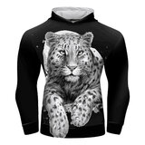 Unisex 3D Graphic Hoodies for Men Realistic Leopard Digital Print Pullover Hoodie Hooded Sweatshirt