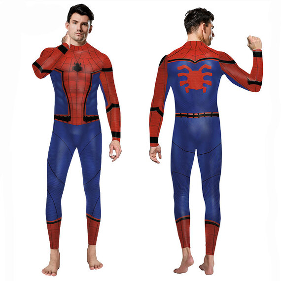 blue red Peter Parker Homecoming  Spider-Man marvel cosplay jumpsuit