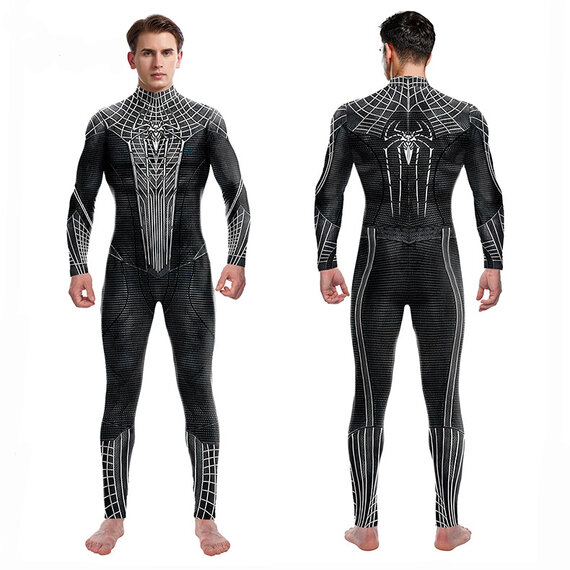 black Spiderman costume cosplay jumpsuit for sale