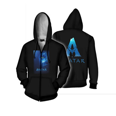 3d print avatar 2 zipper up hoodie for halloween cosplay