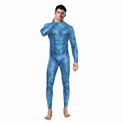 long sleeve spandex cool men's Avatar 2 The Way of Water role play costume jumpsuit