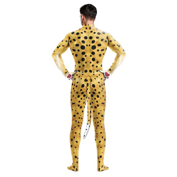 Sexy Bodysuits with Tail Petsuit Slim Suit Cos Animals Open Crotch Zipper Clothing Halloween