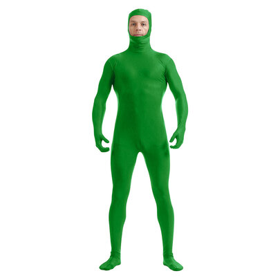 Open Face Disappearing Man Green Screen Bodysuit for cosplay