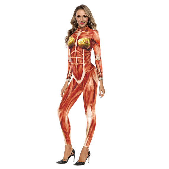 Women's Halloween Costumes Jumpsuits Digital Printed Skinny Catsuit