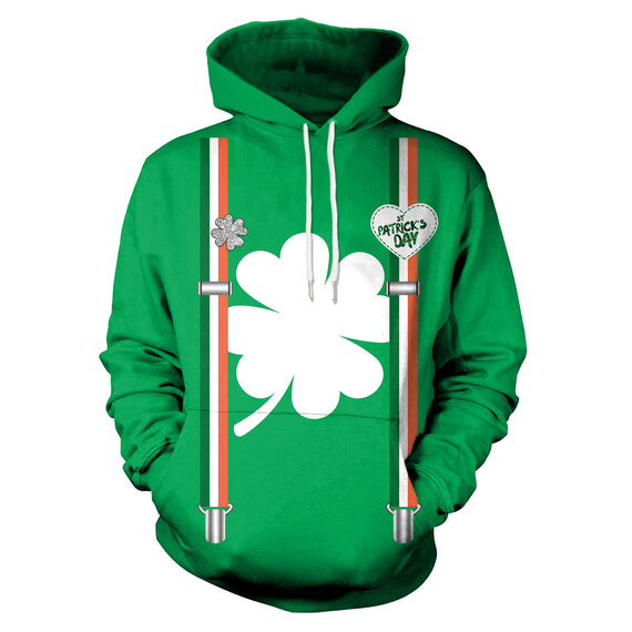 Women's St. Patrick's Day Green Hoodie Tops with Kangaroo Pocket