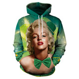 Marilyn Monroe St Patrick's Day Print Hoodies Drawstring hood design which elevates your casual chic and make you more cute, charming and stylish
