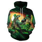 Funny Dinosaurs shamrock Novelty 3d graphic pullover hoodie