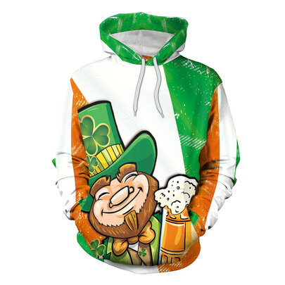 St. Patrick's Day Hoodie Tops with Kangaroo Pocket Pullover 3d print
