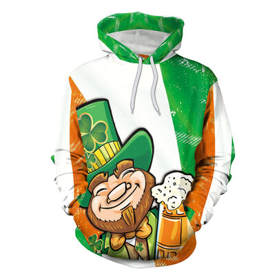 St. Patrick's Day Hoodie Tops with Kangaroo Pocket Pullover 3d print 