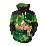 Saint Patrick Hoodies Novelty Funny 3D Printing Long Sleeve Sweatshirt