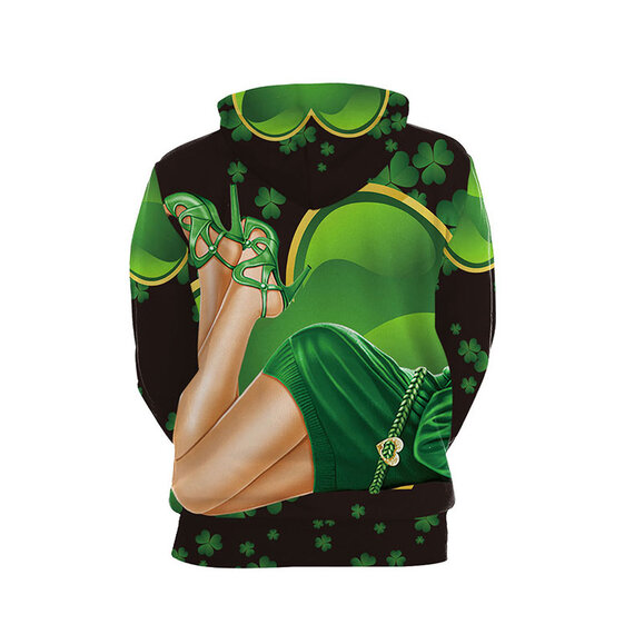 Distressed Green Four Leaf Clover Sexy Ladies 3d Graphic pullover hoodie