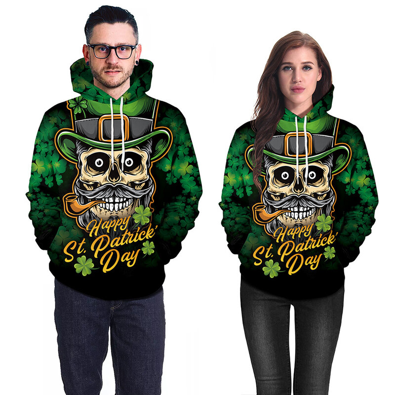 Women's St. Patrick's Day Irish Green Graphic Printed Sweatshirt Long  Sleeve Loose Fit Hoodie Pullover Tops 