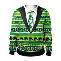 Women Men Sweater St. Patrick's Day Digital Graphic Print Design Round Neck Long Sleeve Creative Sweatshirt