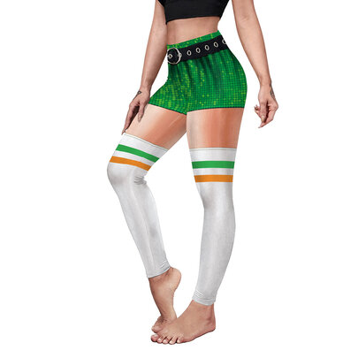 St. Patrick's Day Leggings Shamrock Stretchy Tights Yoga Pants for Women girls