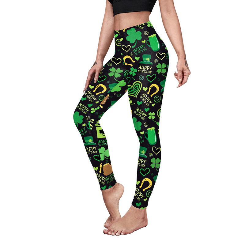 BOOMILK St. Patrick's Day Leggings for Women Trendy Shamrock Print High  Waisted Stretch Legging Plus Size Workout Yoga Pants