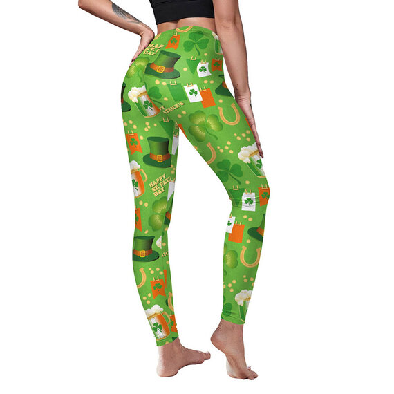 Shamrock Irish Green St Patricks Day Novelty Fun Leggings