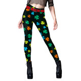 Ladies St. Patrick's Day multi colors colvers graphic Leggings