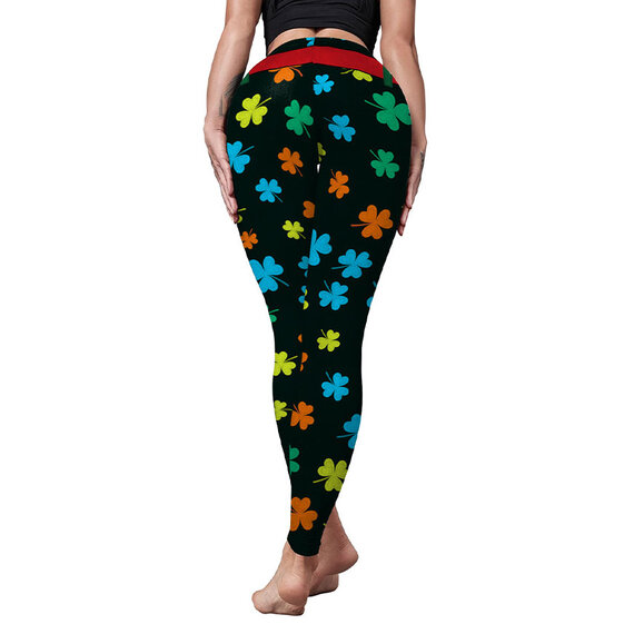 St Patrick's Day Green yellow blue orange Irish Shamrocks Leggings for girls