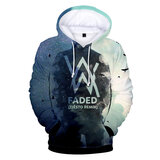 long sleeve hooded hoodie with drawstring Cool Alblum Alan Walker Faded streetwear