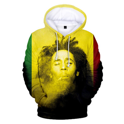 long sleeve crewneck pullover hoodie - Bob Marley