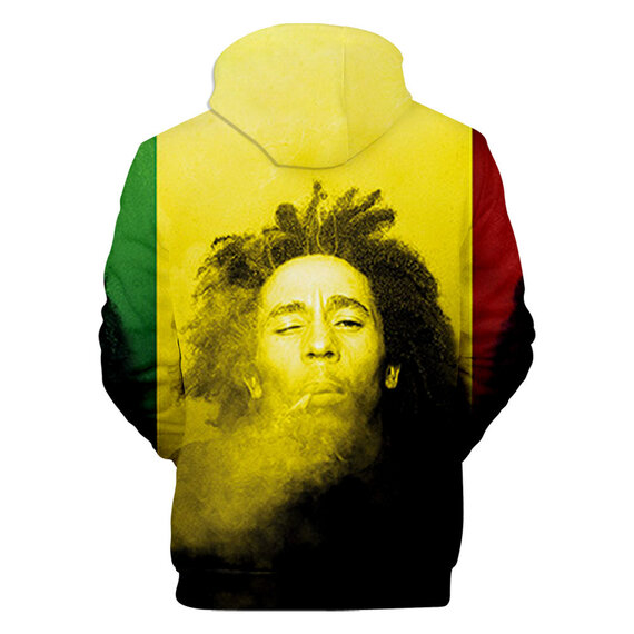 cool casual 3d print Bob Marley pullover hoodie for music lover