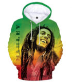 Bob Marley sweatshirt green Yellow Reggae Music Full body print pullover Hoodie