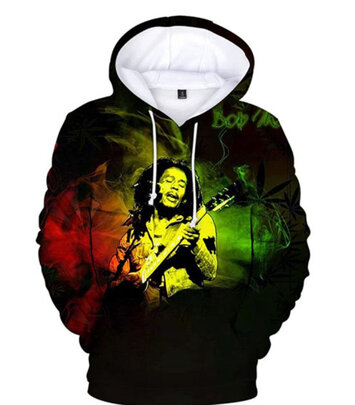 Bob Marley playing Guitar 3d print hoodie