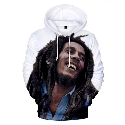 long sleeve 3d print Bob Marley with smile face cool music hoodie