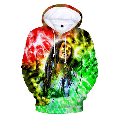 Bob Marley Regga Musician Singer Jamaican 3D Print Hoodie