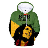 Green Yellow Legend Musician Bob Marley Pullover Hoodie