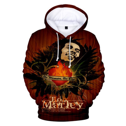 No Woman No Cry Bob Marley long sleeve drawstring Pullover Hoodie with pocket