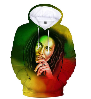 Casual Bob Marley 3d Print Hoodie With Pocket Fashion Outerwear