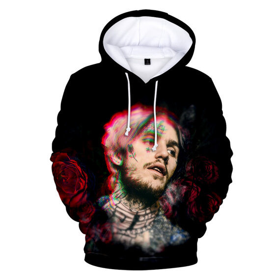 long sleeve Lil Peep Graphic pullover hoodie with pocket black