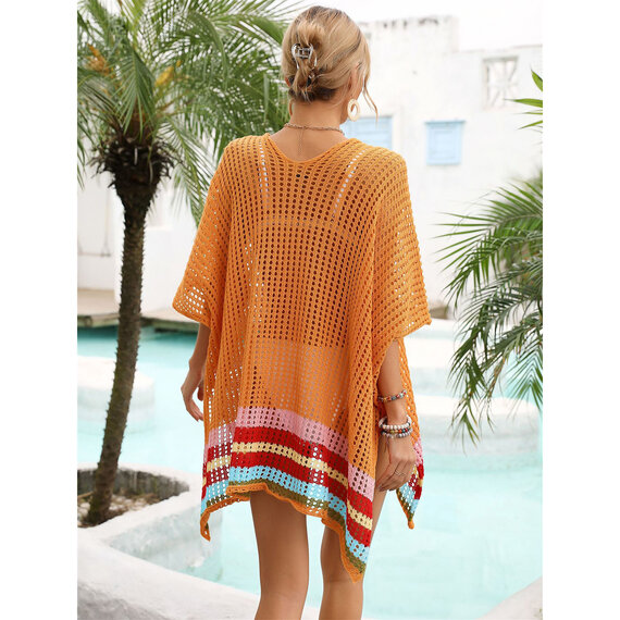 beach cover up is oversized style, loose and breathable. Wearing it will keep you cool and in hot summer