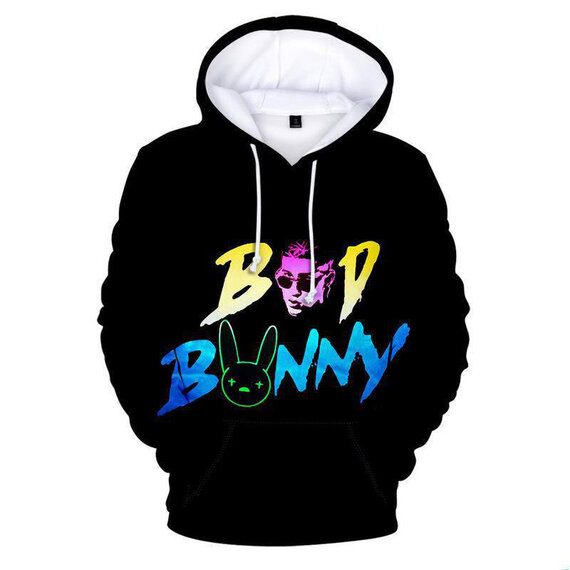 long sleeve bad bunny graphic sweatshirt for adult and youth,drawstring