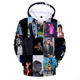 long sleeve drawstring hooded sweatshirt for hip pop music fans - bad bunny