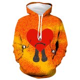 bad bunny Un Verano Sin Ti heart logo 3d graphic hoodie for unisex