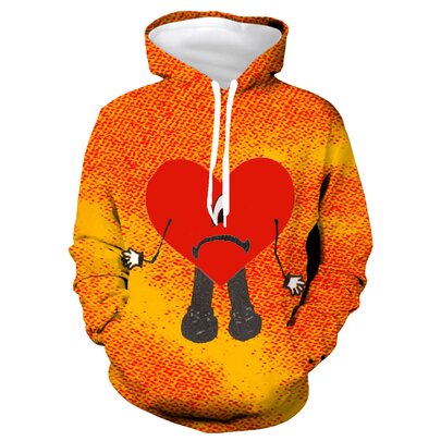 bad bunny Un Verano Sin Ti heart logo 3d graphic hoodie for unisex