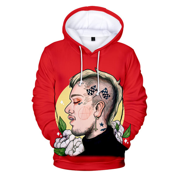 Lil Peep 3D Hoodie Hip Hop Sweatshirt With Pocket Pullover Tops Red