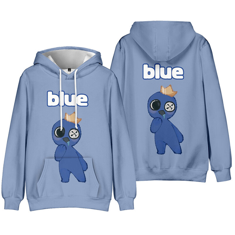 Rainbow Friends Drawstring Hooded Hoodie Light Blue - PKAWAY