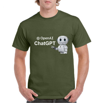 OpenAI Logo ChatGPT Printed Tee Robotics Computer Technology Shirt for young men