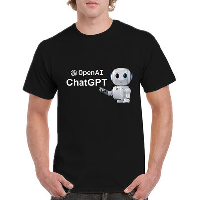 short sleeve crewneck OpenAI Logo ChatGPT Robot T-shirt Robotics Gifts Merchandise 