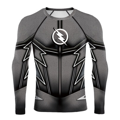 3D Digital Printing Long Sleeve The Flash T-Shirt Outdoor Running Yoga Fitness Tight Shirt for Men