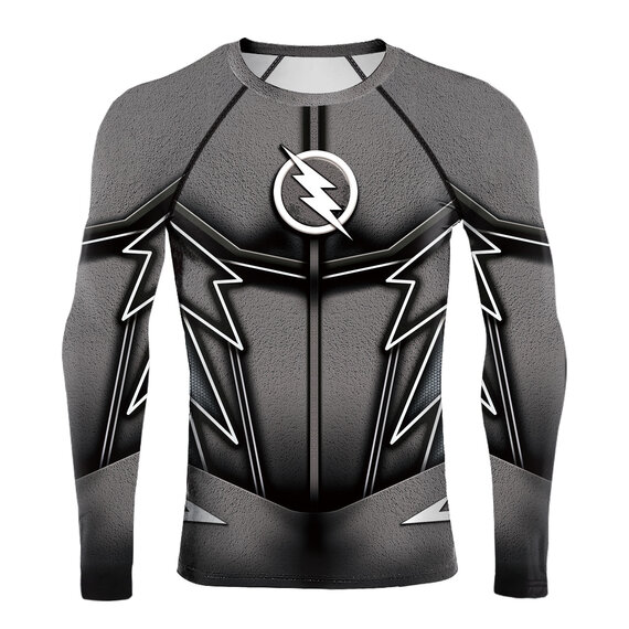 3D Digital Printing Long Sleeve The Flash T-Shirt Outdoor Running Yoga Fitness Tight Shirt for Men