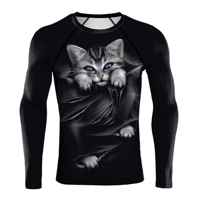 long sleeve crewneck lovely cat printed workout top for unisex